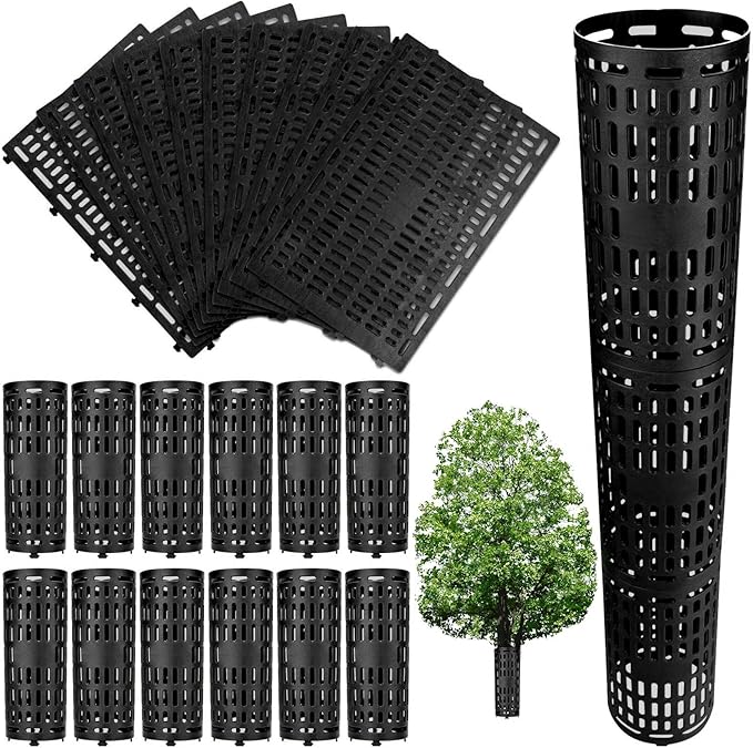 YGAOHF Tree Trunk Protector, 15 Pack Plant and Tree Guard Protector, Expandable Tree Bark Protector, Around Trunk Bark, Great Protection from Trimmers, Mowers, Animals (Black)