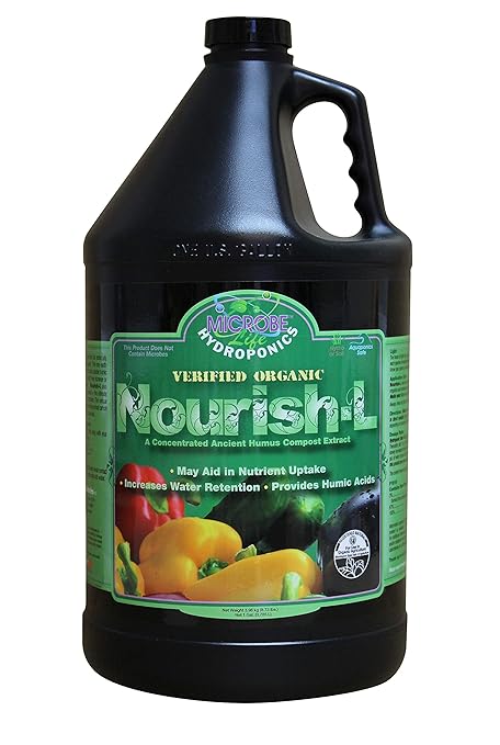 MICROBE LIFE HYDROPONICS Nourish-L Liquid Fertilizer for Hydroponics Gardening, Stimulator to Enhance Plant Nutrient Absorption for Fruits and Vegetables, Better Yields Better Grows, 1 Gallon