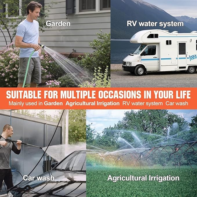 YOUNGTREE RV Fresh Water Pressure Pump 12V 5.5GPM 70PSI, On Demand Self Priming Water Pump 12Volt include 3/4" Garden Hose Adapters for Yacht Agricultural Irrigation Spraying Kitchen