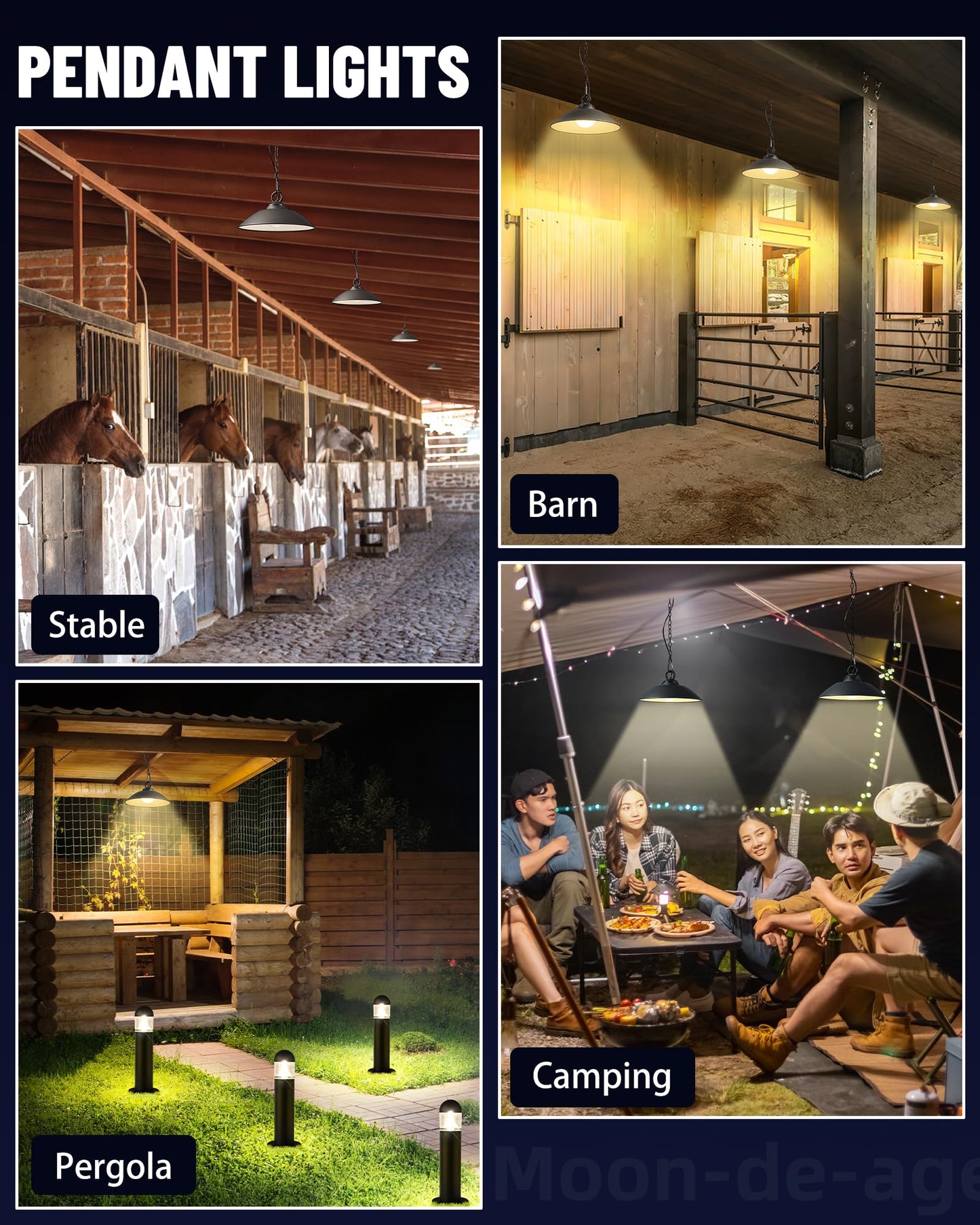 MOON-DE-AGE Solar Pendant Lights with Remote Control, 3 Color 2 Brightness Mode Timer 8 inch Outdoor Hanging Shed Gazebo Chandelier Lamp Chicken Coop Barn Porch Light, Dusk to Dawn, 1 Pack