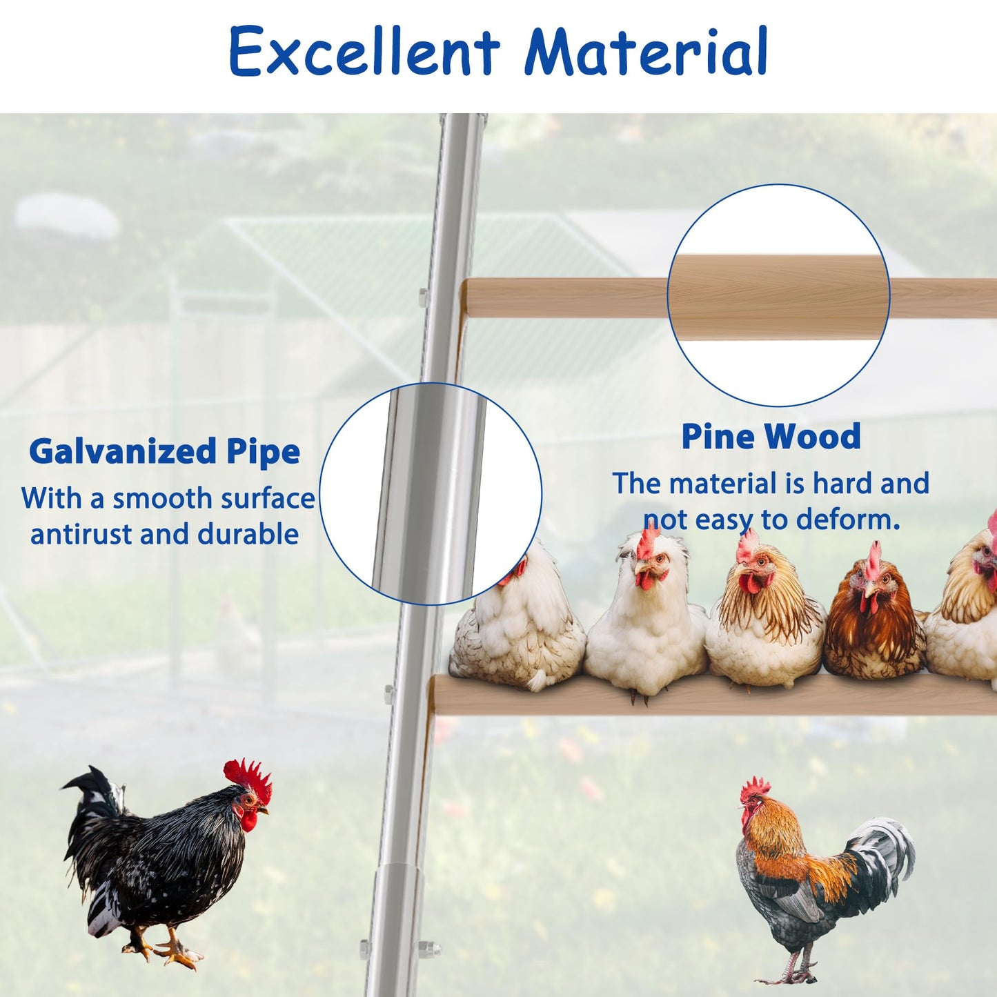 LZBEITEM Large Chicken Perch for Coop, Roosting Bar for Hen Stand,Funny Chicken Toy for Chicken Coop Accessories