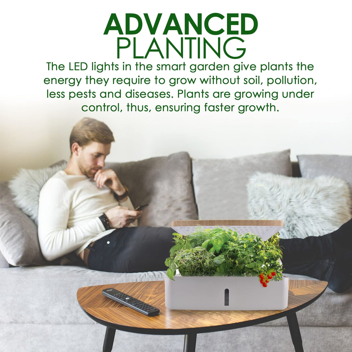 Smart Garden Hydroponics Growing System, Mini Herb Garden with Pump System, 14 Plant pods, 3 Planting Modes, 24 Hours Circulation of Water (No Seed), White