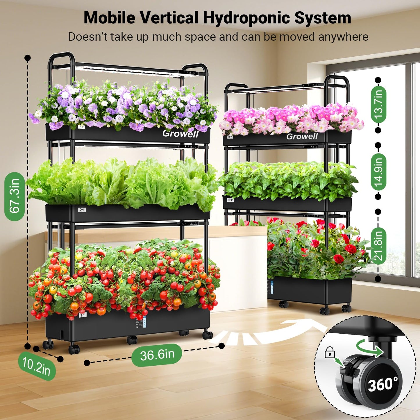 16 Pods Hydroponics Growing System Kit & 90 Pods Vertical Indoor Garden