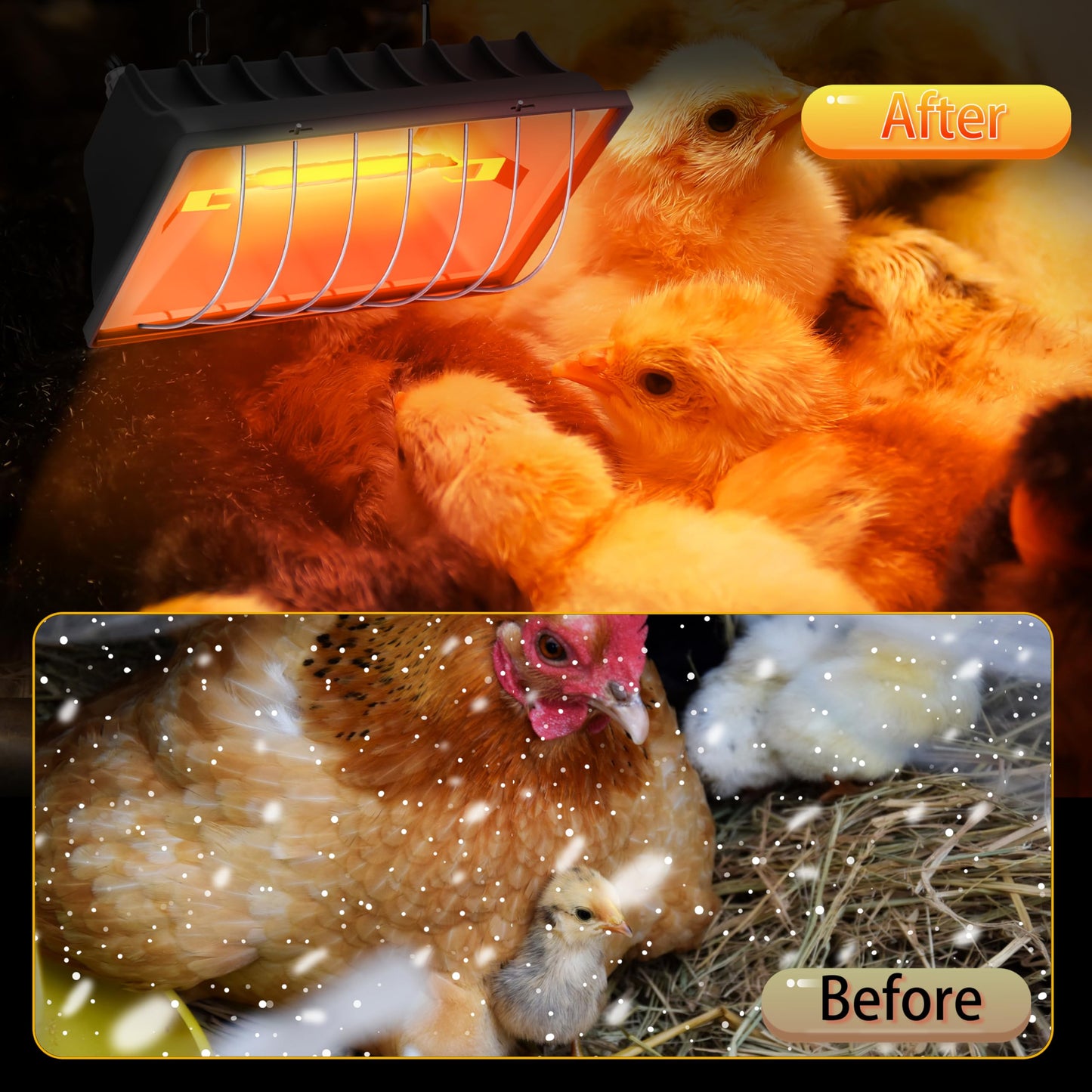 Chicken Brooder Heater Lamp 250W Brooder Heating Plate for Chicks Hanging Light Heated Adjustable Temp & Height with Anti-Fall Aluminum Alloy Lamp Shade Suitable for Chickens, Ducks, Poultry (black)