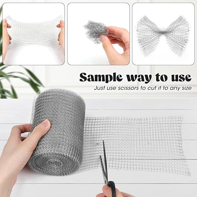Wanqueen Wire Mesh Roll for Mice Control, 5'' * 50Ft Stainless Steel Copper Mesh Rodent Rat for Gap Wall Hole Filler, Flexible Metal Rodent Proof Wire Mesh for Garden and House