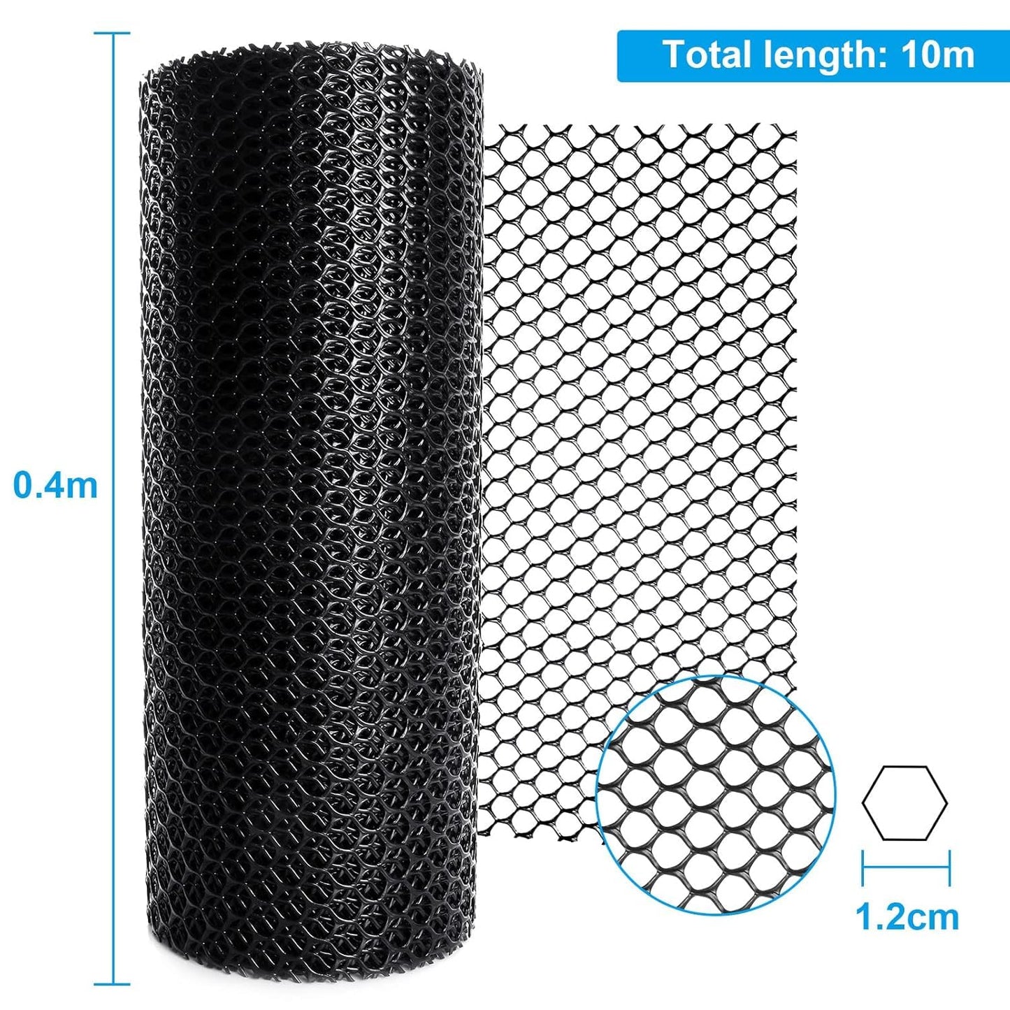 LDXDRU Black Plastic Wire Mesh Fence 15.7in x 33ft Chicken Wire Mesh, Plastic Wire Mesh, Chicken Wire Fencing for Poultry, Dogs, Rabbit Barrier & Gardening, Versatile Fencing & Netting Solution