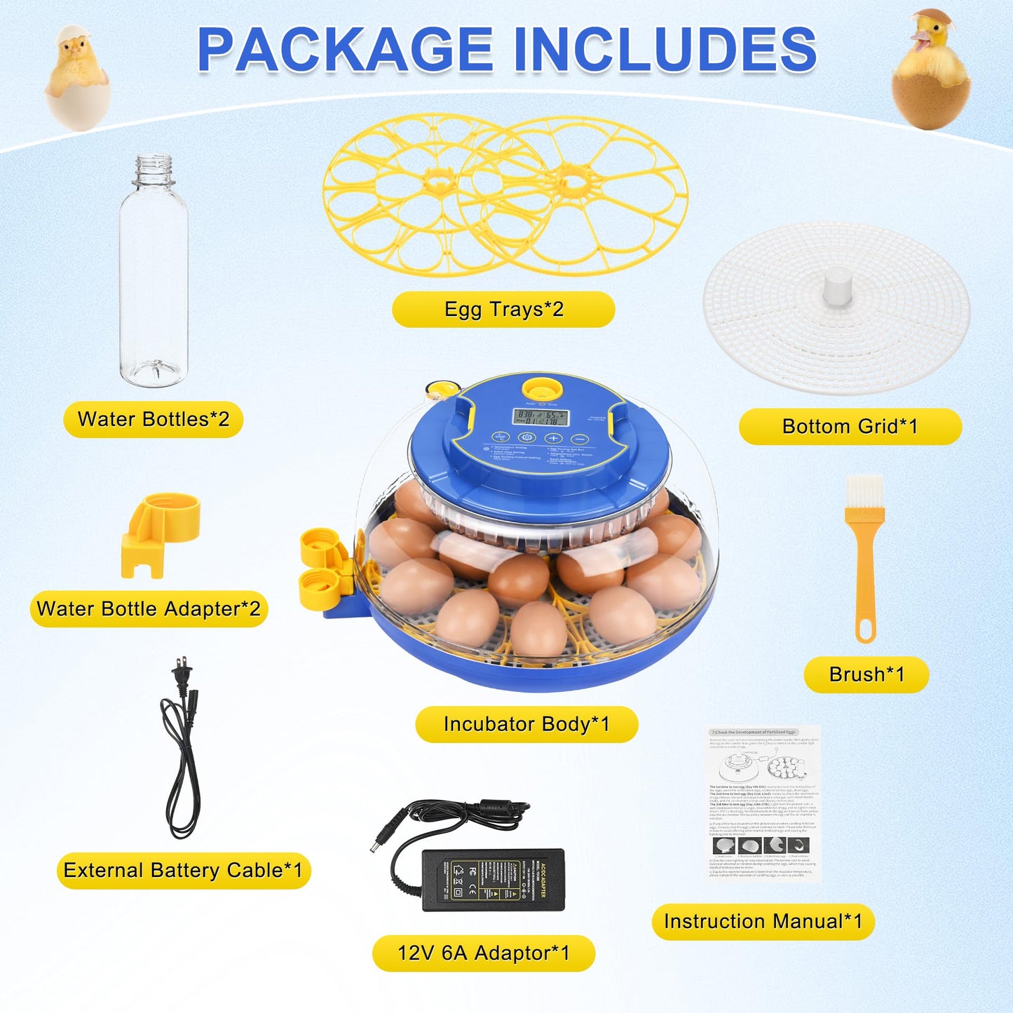 M METERXITY 18-40 Incubators for Hatching Eggs, Egg Incubator with Candler, Automatic Turn, Temperature Control, Humidity and Hatch Day Display, 360° View for Chicken/Quail/Duck/Goose/Parrot