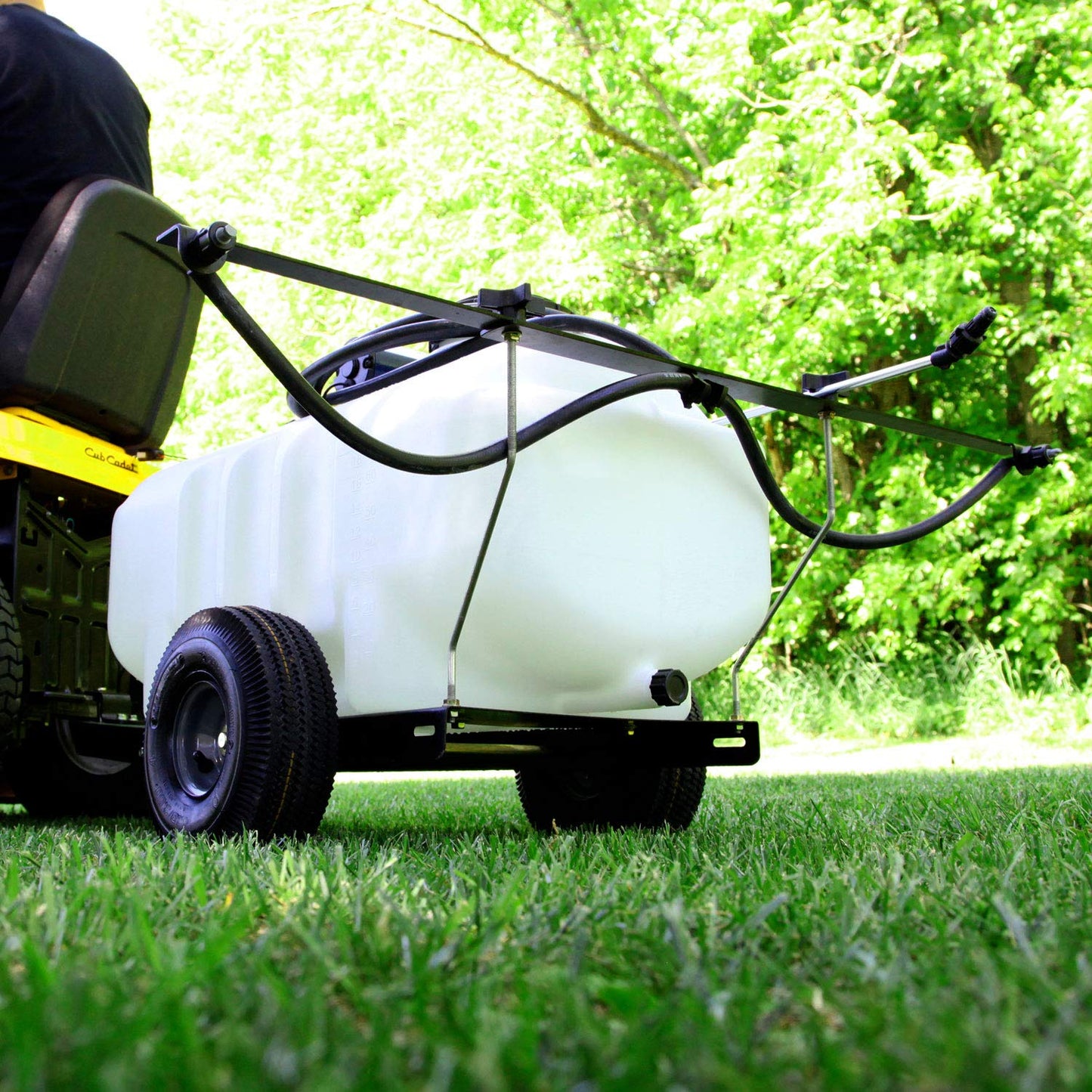 Brinly ST-251BH-A Self-Storing Tow Behind Lawn and Garden Sprayer with Collapsible Boom, 25-Gallon