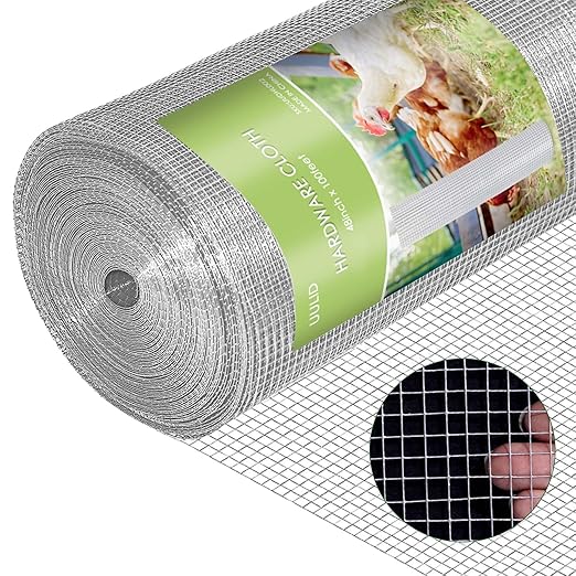 Hardware Cloth 1/2 Inch 48 x 100 ft 19 gauge Hot Dipped Galvanized After Welding Fence Wire Mesh Roll Hardware Mesh Chicken Rabbit Snake Cage Welding Fencing