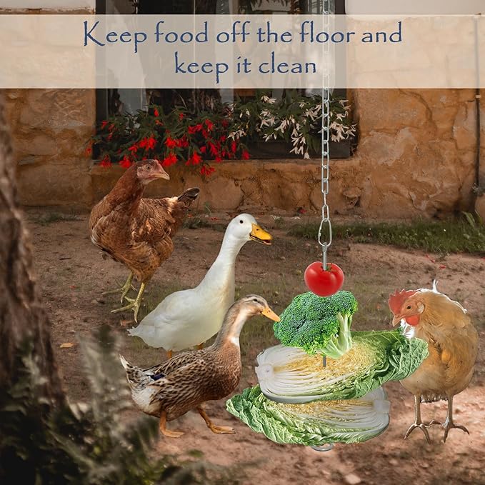 3 Pack Hanging Chicken Feeder with Hooks, Fruit Fork for Chicken Coop Accessories, Chicken Toys & Vegetable Skewers