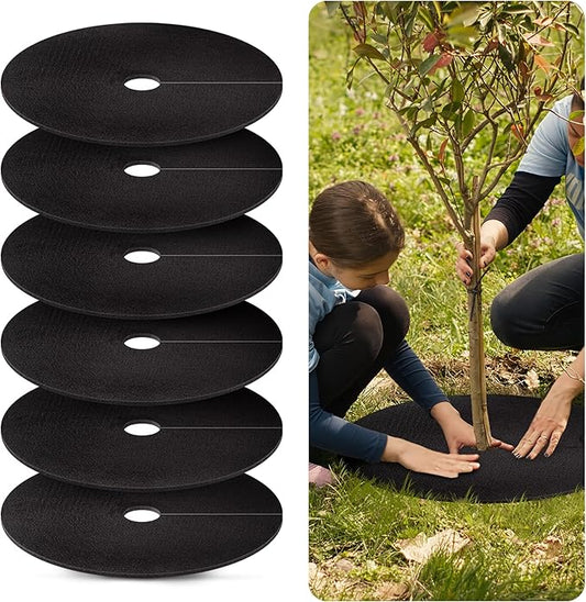 20.47 Inch Non-Woven Tree Mulch Ring,Reusable Tree Weed Barrier Mat,Degradable Tree Mulch Used to inhibit Weed Growth and Landscape Weed Control Plant Root Protection (6 Pack)