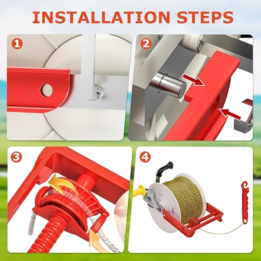 3:1 Geared Electric Fencing Reel, Electric Fence Wire Reel, with Auxiliary Winding Handle, Suitable for Building Farm Fences