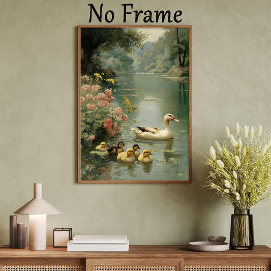 Farmhouse Duck Wall Art Abstract Animal Posters Bird Wildflower Poster Rustic Landscape Painting Mallard Duck Canvas Wall Art Funny Farm Animal Pictures Country Floral Flower Prints 16x24inch No Frame