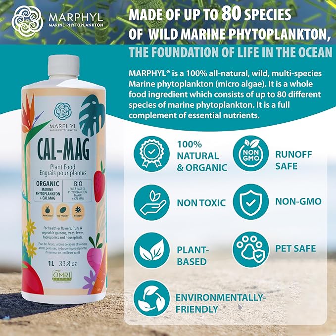 MARPHYL Organic CALMAG Liquid Fertilizer, Calcium + Magnesium, Corrects Common Plant Deficiencies, for Garden, Flowers, Vegetables, Succulents, Bamboo, Hydroponics 67.6 oz