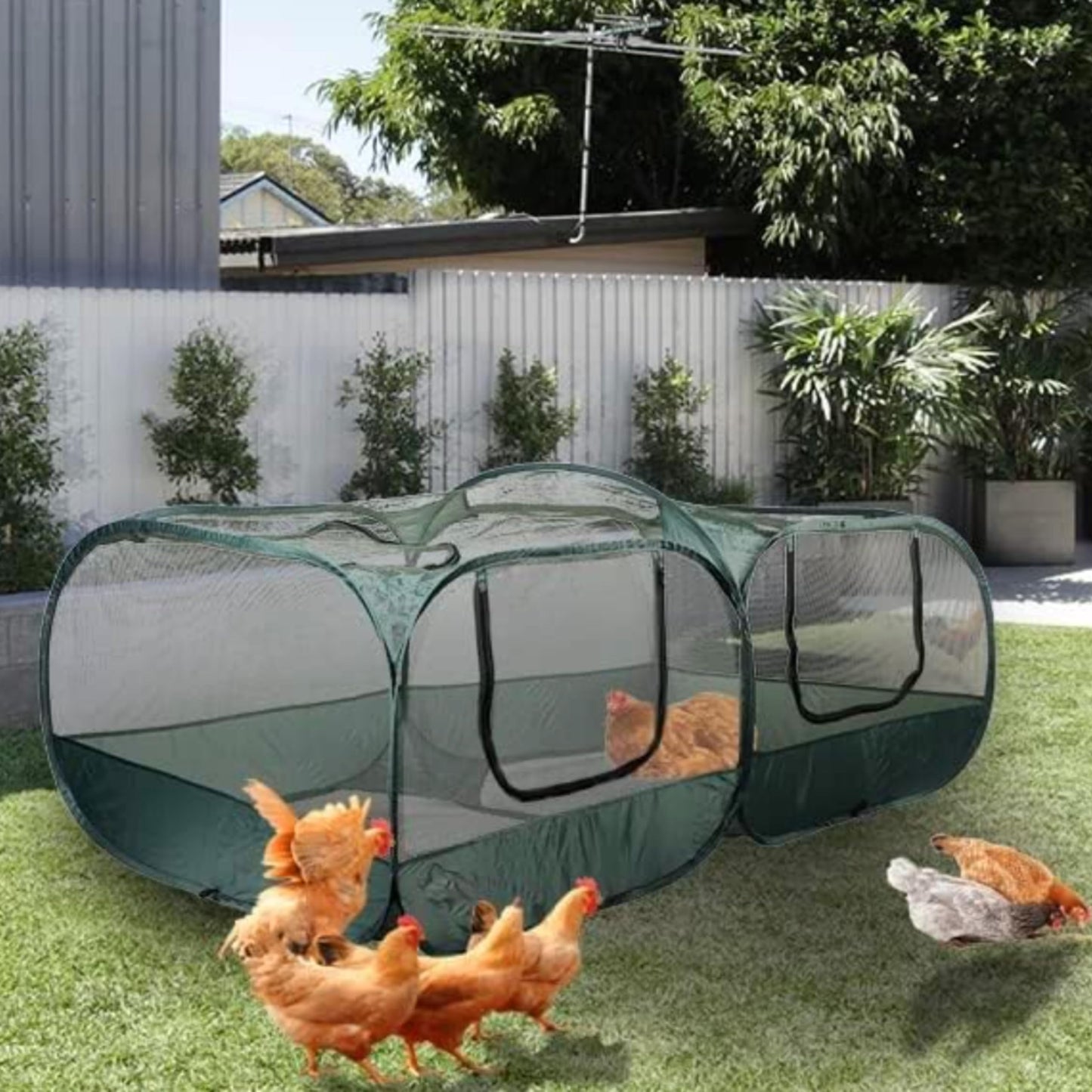 Kinsha Portable Chicken Coop Chicken with a New Upgraded Detachable Bottom Cover for Small Animals Foldable Outdoor Indoor Enclosure Chicken Pen- and Complete with a Feeder Bowl and Storage Bag