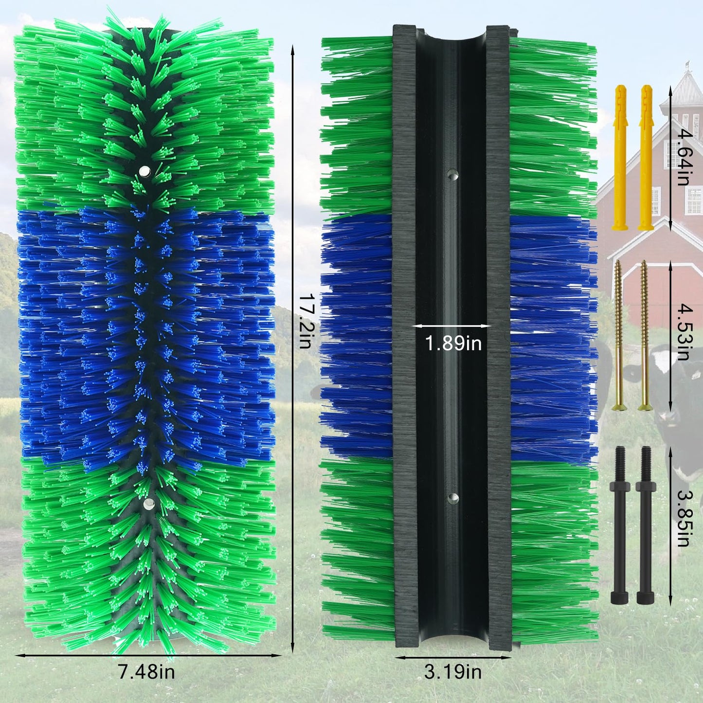 Livestock Scratching Brush Goat Scratcher Full Massage Grooming Brush with 8 Screws for Cattle, Sheep, Horses, Pigs