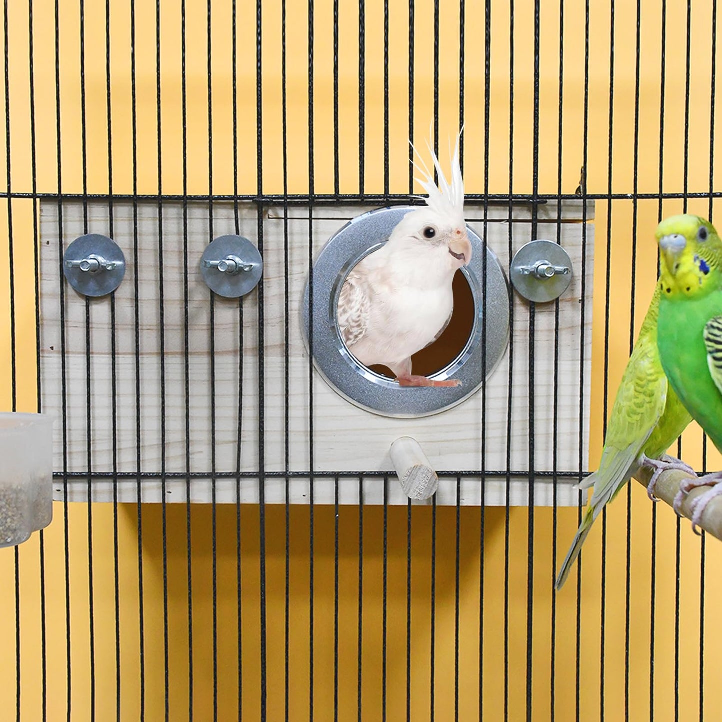 ShuRung Parrot Nesting Box Cockatiel Nesting Box Bird Breeding Box House Handcrafted Wooden Acrylic Transparent Bird Box with Detachable Wooden Board for Parakeets Cockatiel Budgie Conure Parrot XL