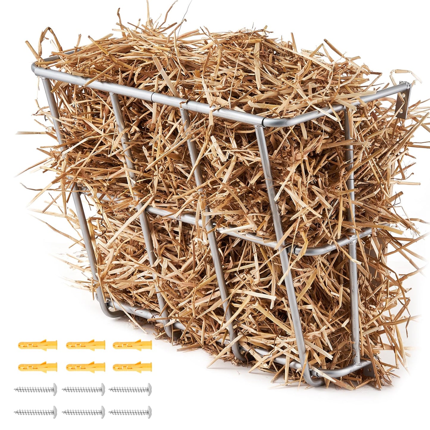 VEVOR Livestock Feeder, 18.5 Gallons Large Capacity, Heavy-Duty Steel Goat Hay Rack, 24.4" Long Wall Mounted Horse Hay Holder, Multiple Sided Feeding Rack for Sheep Farm Livestock Indoor Outdoor