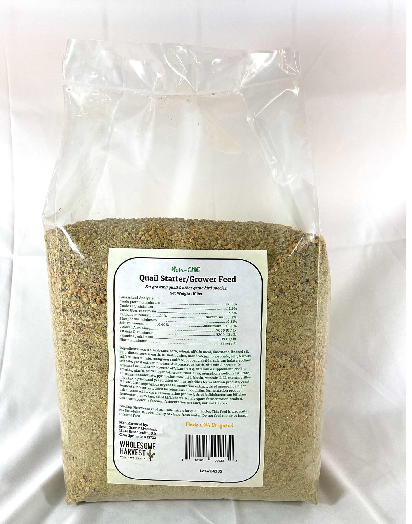 Wholesome Harvest Non-GMO Quail Starter Grower Feed, Button Food 10lbs