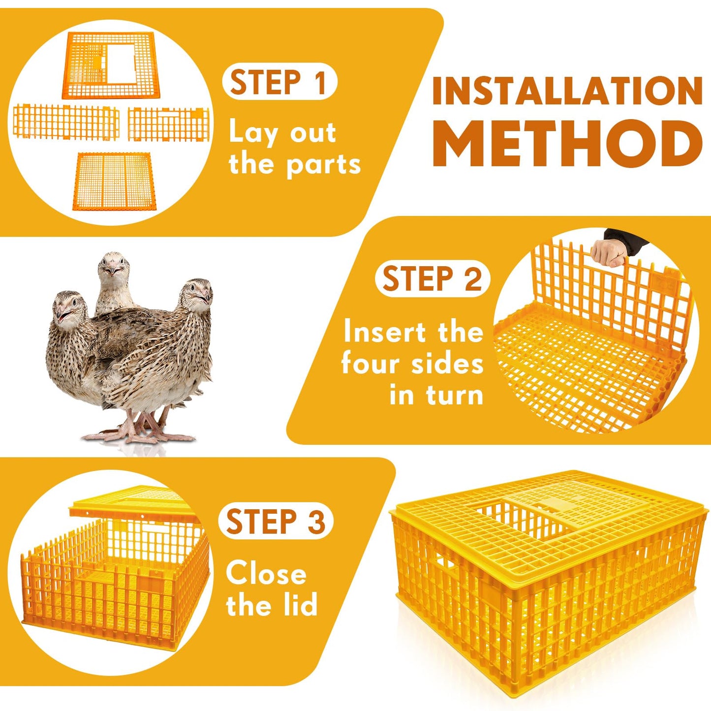 Sintuff 2 Pieces Poultry Carrier Crate Plastic Chicken Transport Cage Bird Carrier Chicken Carrier Travel Crate Basket Box for Poultry Chicken Bird Duck Goose, 29.5 x 21.7 x 11.6 Inch