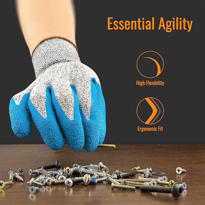 Heavy Duty Work Gloves, 2/5 Pack, ANSI A2 Cut Resistant, Extra Tough, XS-3XL, for Men & Women