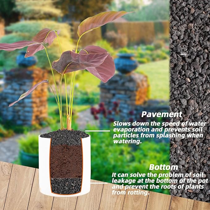 18lb Black Lava Rock for Plant, 1/8-1/4 inch Horticultural Volcanic Rock Soil for Decorative Landscaping Bonsai, Cacti, Succulents Plants Top Dressing for Release Excess Water