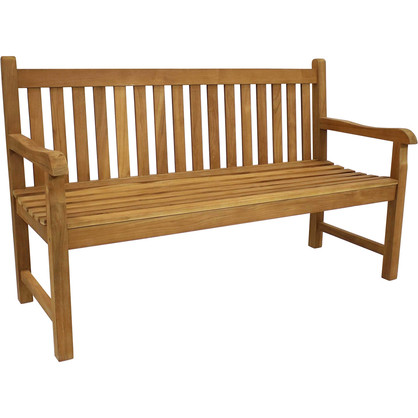 Sunnydaze 2-Person Outdoor Bench for Front Porch or Park - Wooden Teak Patio Garden Bench with Backrest - 675 lb Weight Capacity - Mission