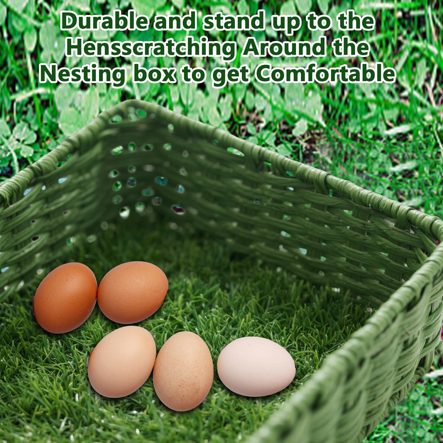 Chicken Nesting Box Pads , Washable Artificial Grass Nesting Mats Cuttable Chickens Nest Box Bedding Liners Reusable Nesting Pads for Chicken Coop Egg Duck Chicks Goose 12x12x1.35inch (6PACK)