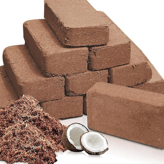 Premium Organic Coconut Coir Bricks - 12 Pack Coco Coir Bricks for Planting, Gardening, and Potting Soil Substrate. Low EC & pH Balanced 100% Organic Peat Moss Mix with Fiber from Coconut Husks