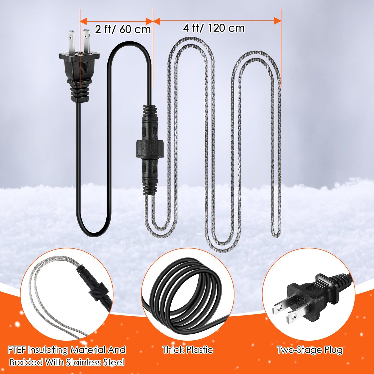 Saillong Chickens Water Heater Cord, Heated Chicken Waterer for Winter, Freeze Proof Heated Waterer for Poultry, Small Animals (Rabbits, Guinea Pigs, etc.), Prevent Water Freezing in Drinkers (1 Pack)