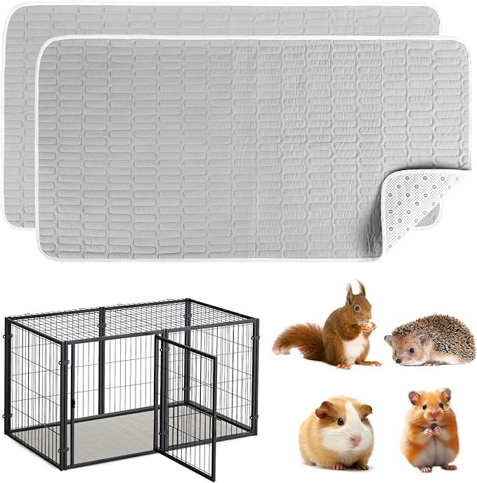 UPINS 2-Piece Guinea Pig Pee Pads, 47 X24 Inches Guinea Pig Cage Liner Reusable Guinea Pig Mat for Small Animals Hamster Rabbit Squirrel