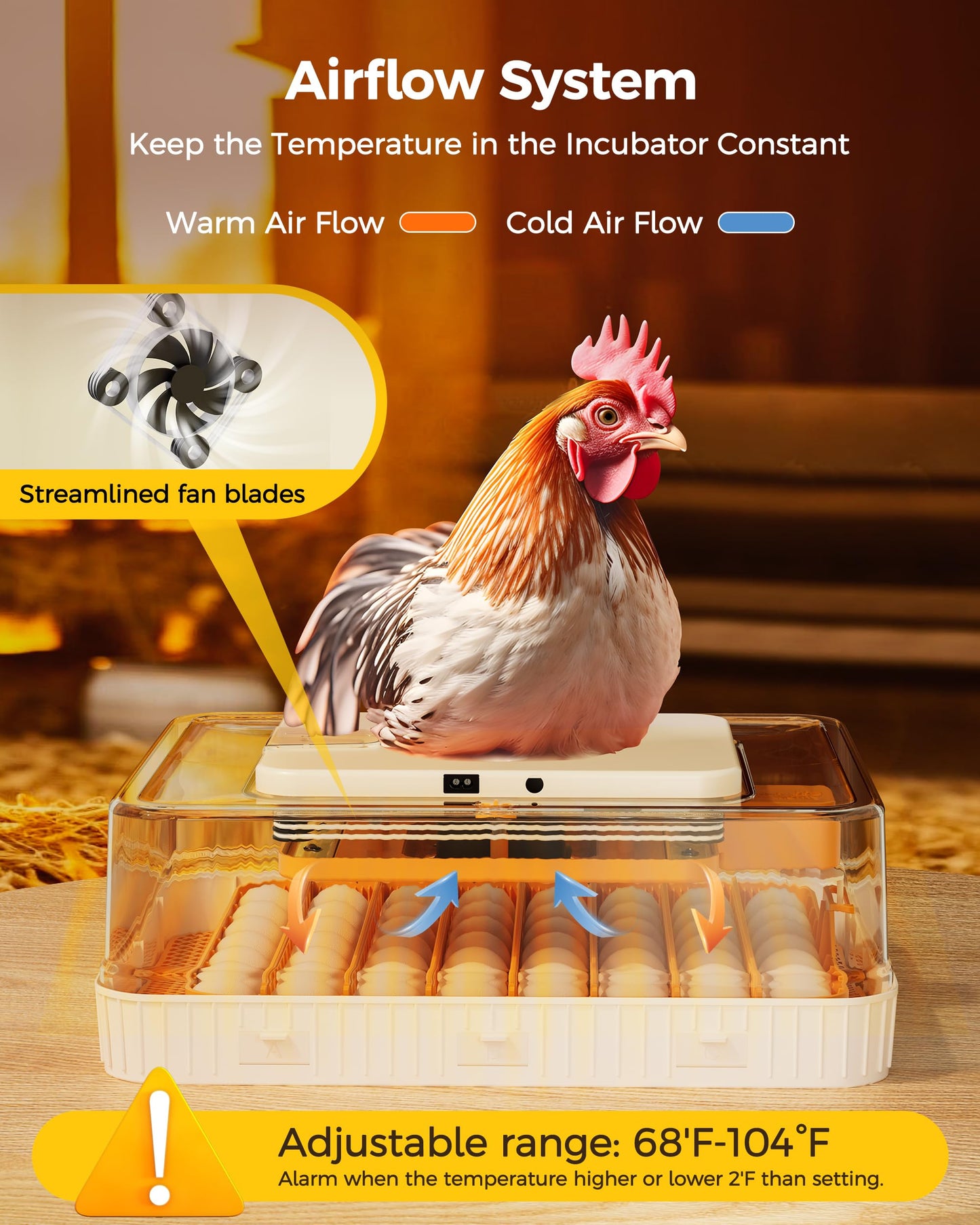 Besly 56 Egg Incubator with Automatic Egg Turning and Humidity Control, 360° Viewing, Chicken Incubator for Hatching Duck, Goose, Turkey, Quail, and Parrot Eggs, Egg Candler Ideal for Farm, Home