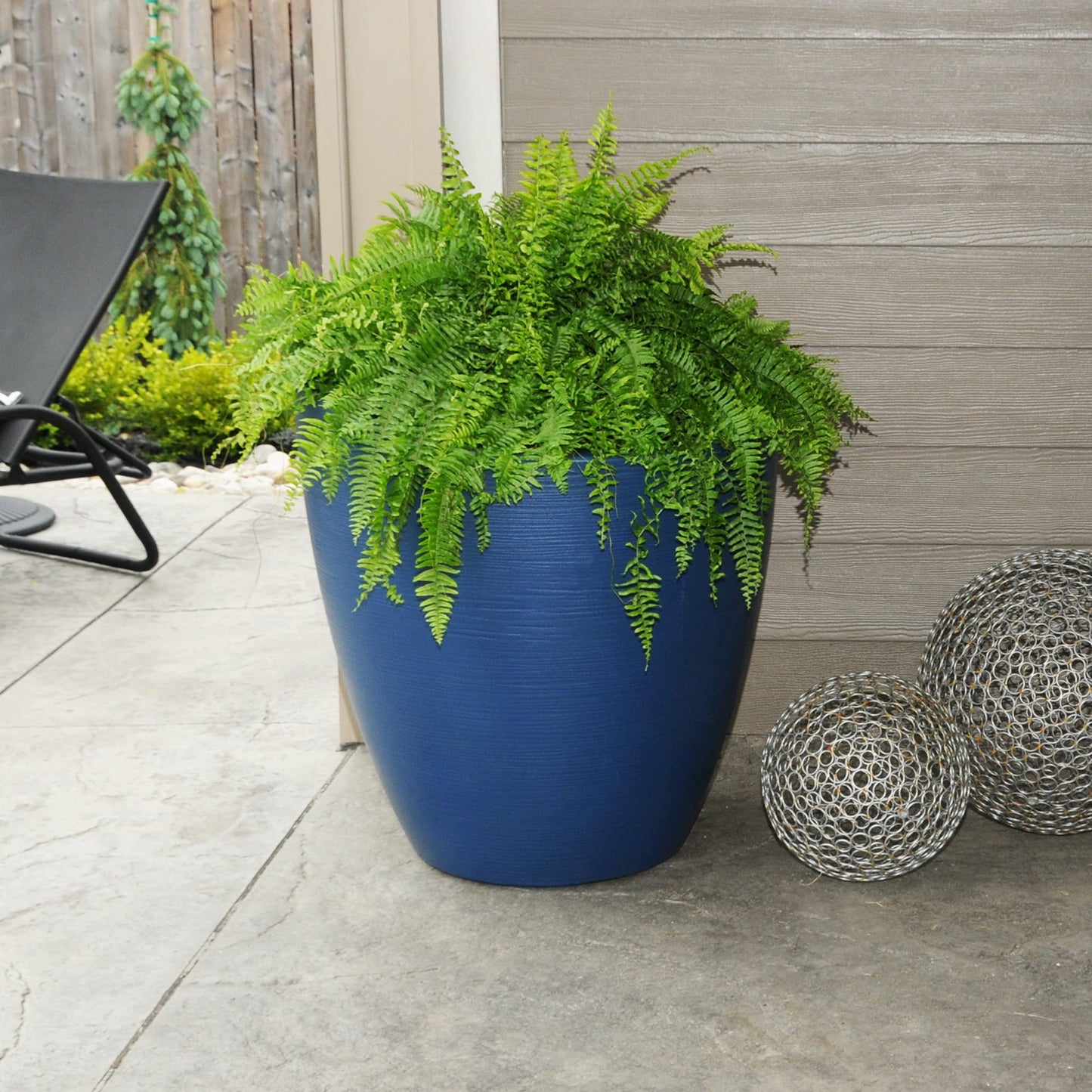 Mayne Modesto Round Planter with Sloped Top and Textured Finish