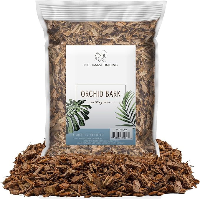 100% Organic Material All Natural Orchid Bark (4 Quarts), USA Sourced and Produced Orchid Bark Potting Mix, Orchid Potting Bark Bulk