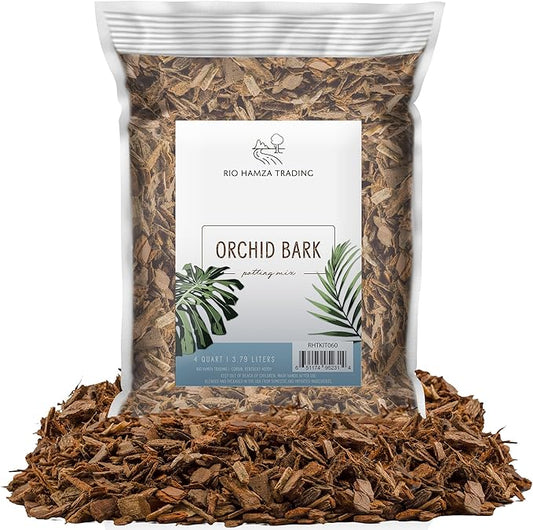 100% Organic Material All Natural Orchid Bark (4 Quarts), USA Sourced and Produced Orchid Bark Potting Mix, Orchid Potting Bark Bulk