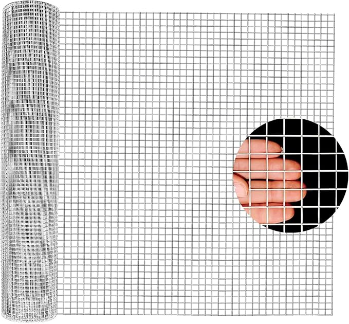 Hardware Cloth 1/2 Inch - 48in x 50ft Heavy Duty Galvanized Chicken Wire Mesh Roll, Hot-Dipped After Welding for Chicken Coop, Rabbit Cages & Garden Fencing – Poultry Netting & Chicken Wire Fencing
