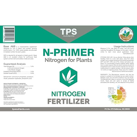 TPS NUTRIENTS N-Primer Nitrogen Supplement for Fast Vegetative Growth, Promotes Dark Green Leaves Quart (32 oz)