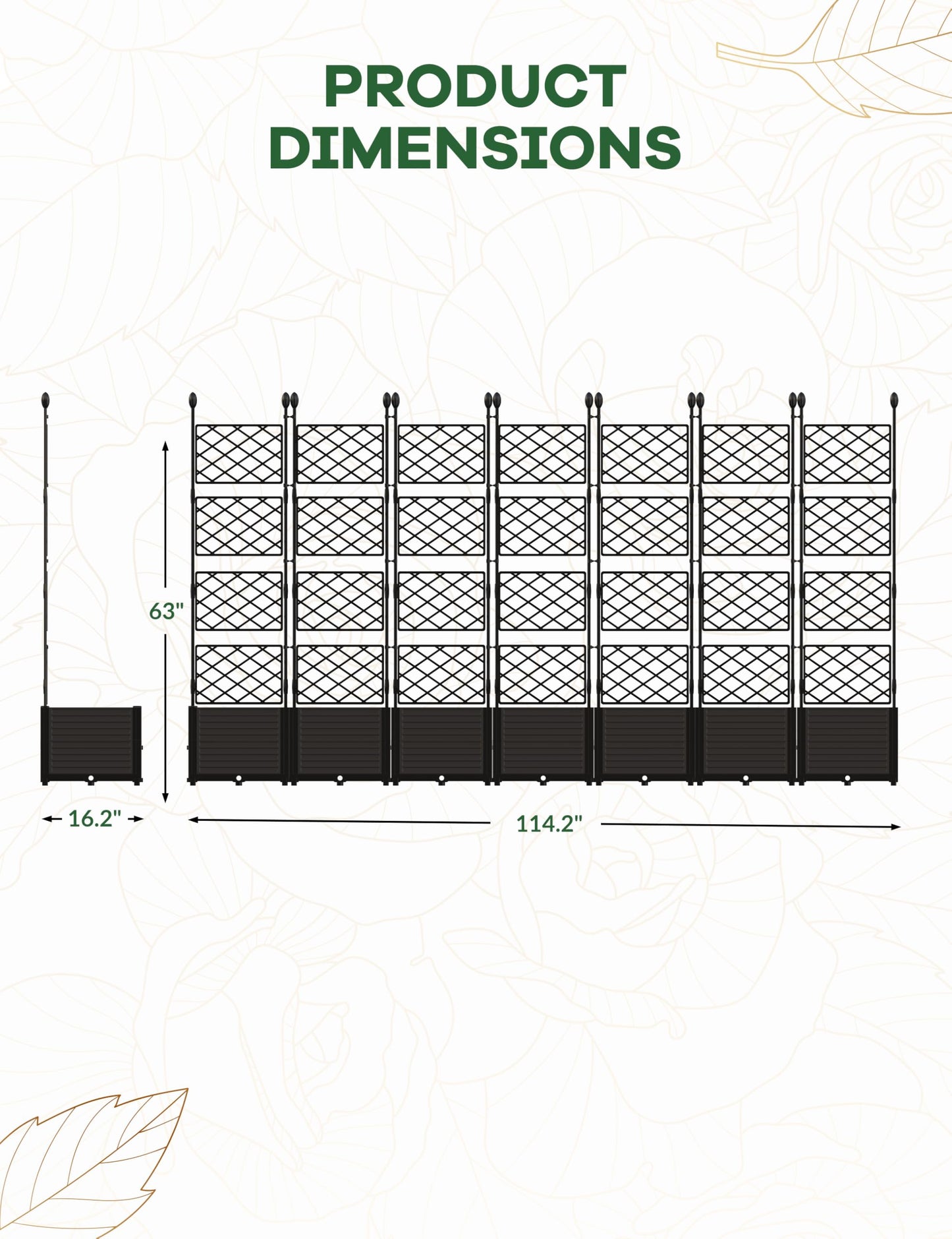 Hipicute 7 PCS Plastic Plant Box with Metal Trellis, Raised Garden Bed with Trellis Planter for Climbing Plant Outdoor Raised Privacy Screen for Patio Balcony,Planter Box for Backyard Patio