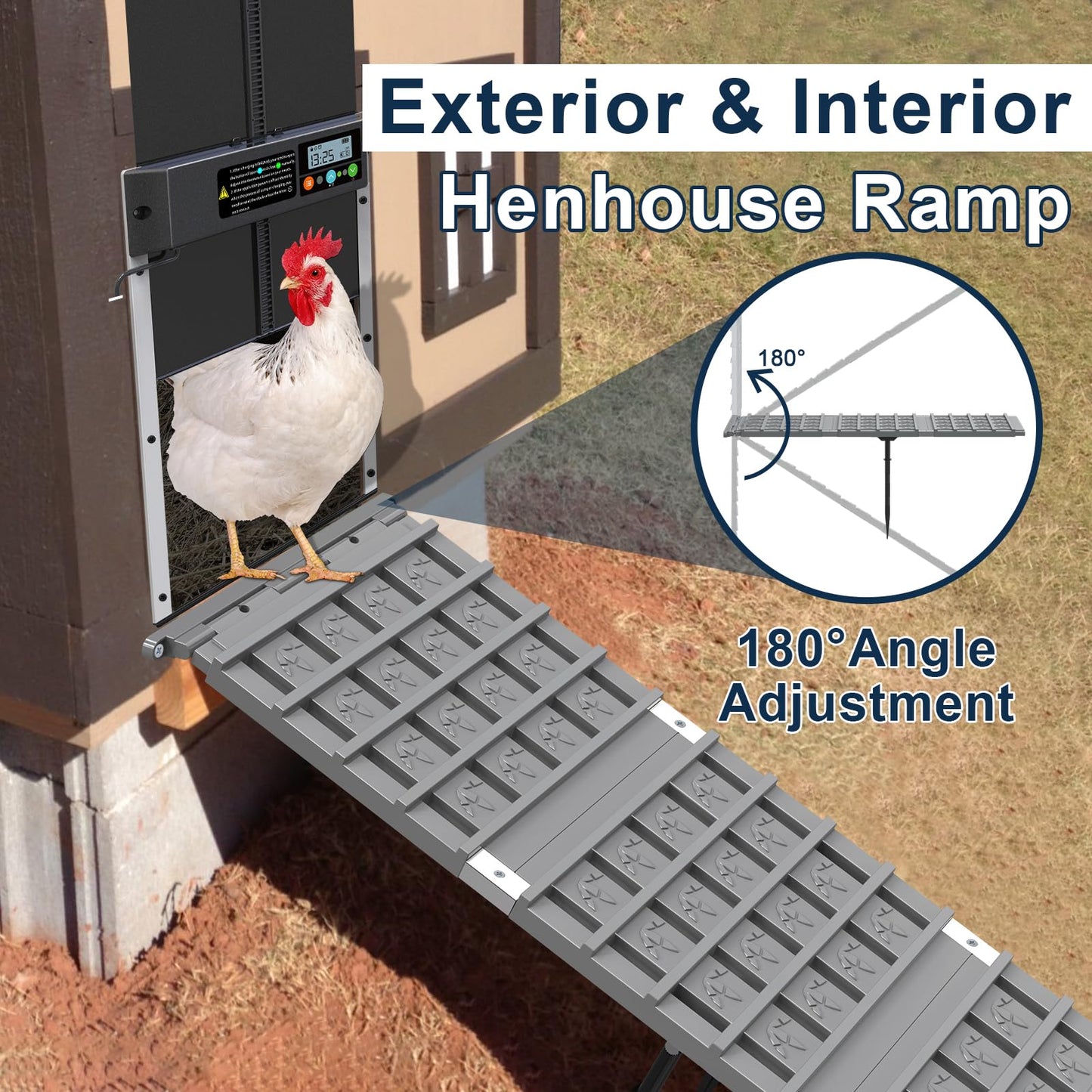 Chicken Coop Ramp, Ladder Length Adjustable for Henhouse, Coop Steps for Feet Problem or Cannot Fly Chickens, Sturdy, Rot-Resistant, Waterproof