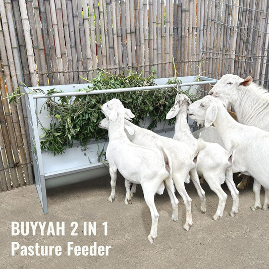 BUYYAH 5 Ft Pasture Hay Feeder, Heavy Duty Galvanized Steel Livestock Hay Feeder, Outdoor Pasture Feeder for Sheep, Goats, Pony and Miniature Horses
