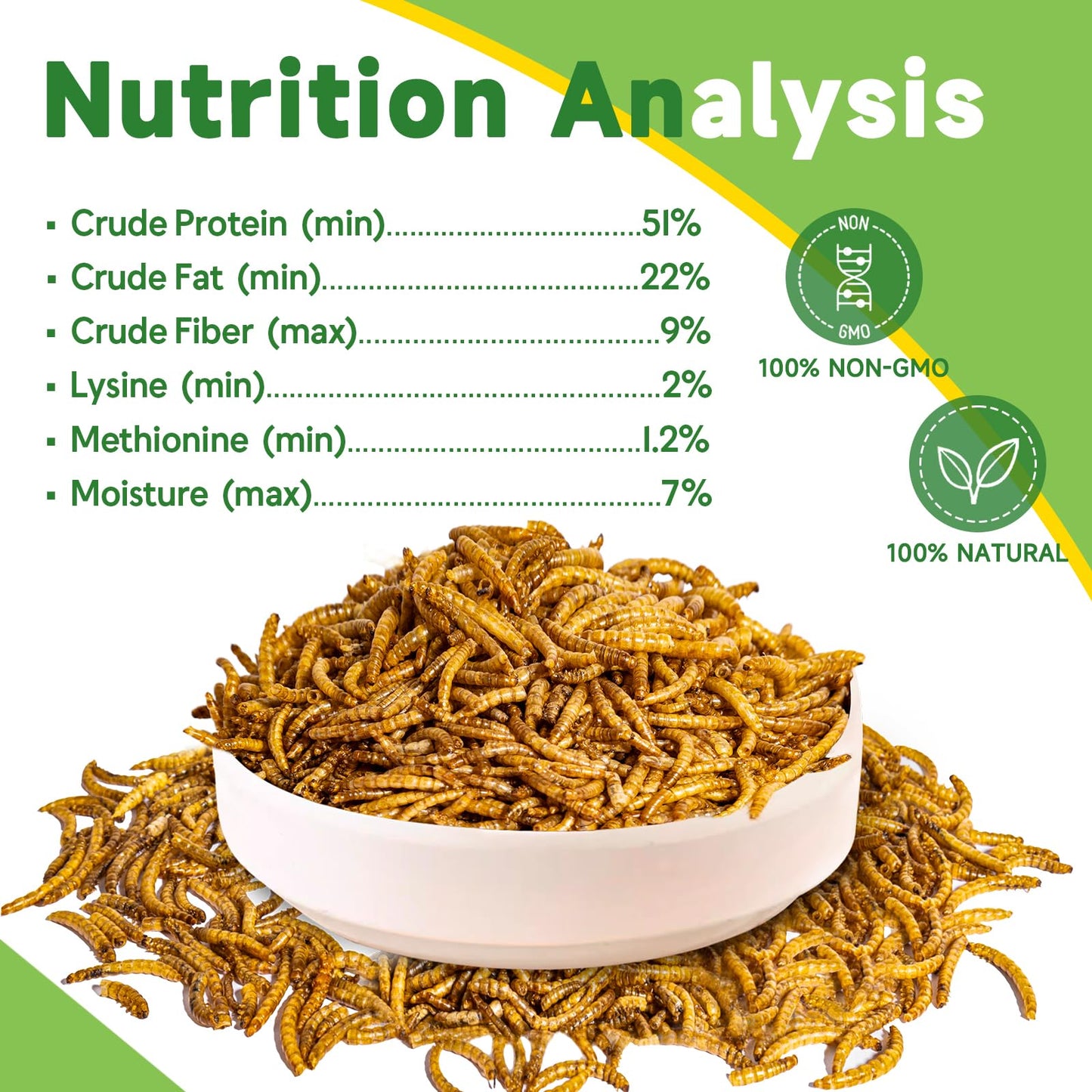 MTART 600g Dried Mealworms Treat for Chicken, 100% Natural Non-GMO High Protein Organic Chicken Feed for Birds, Ducks, Layer Hens