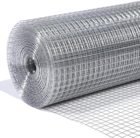 1/2” Galvanized Hardware Cloth 48" x 100' 19 Gauge, Hot-dip Galvanized After Welding, Chicken Wire Raised Garden Bed Plant Supports Poultry Netting Wire Cloth &Galvanized Wire Mesh Roll