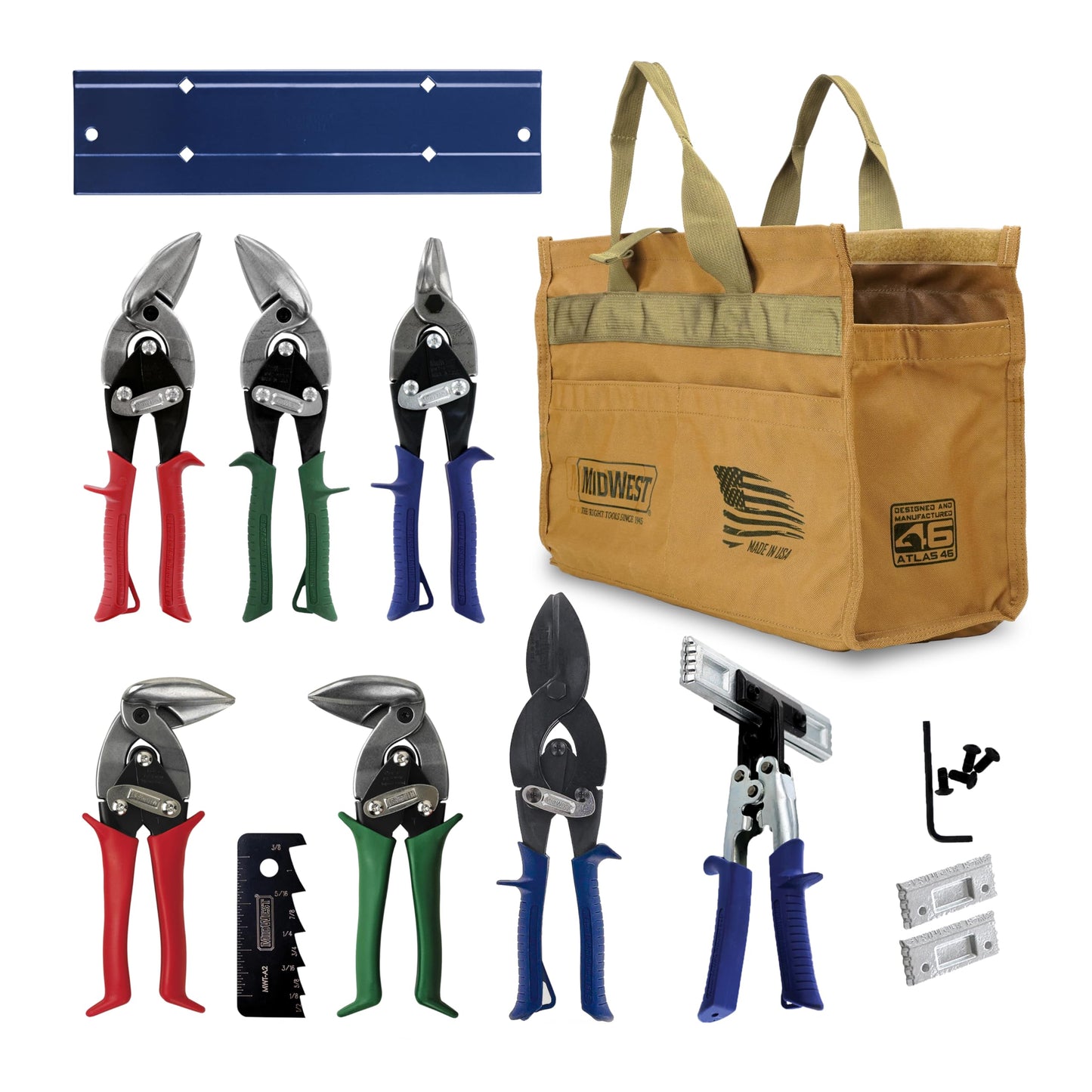 MIDWEST HVAC Platinum Tool Kit - 9 Piece Set Includes Aviation Snips & More, Made in the USA - MWT-HVACKIT03