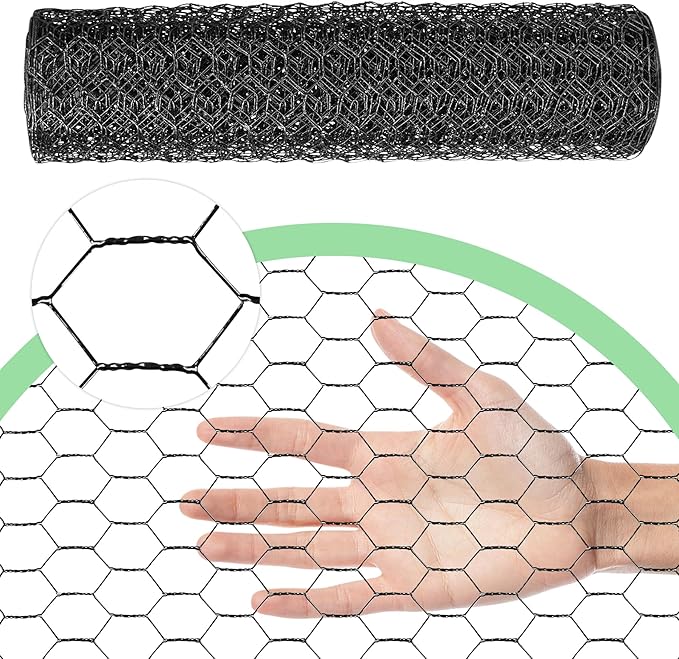 Chicken Wire 13.7 in x 393.7 in Poultry Wire Netting Hexagonal Galvanized Mesh Garden Fence Barrier for Pet Rabbit Chicken Fencing with 100 Pcs Cable Zip Ties(PVC-Coated)