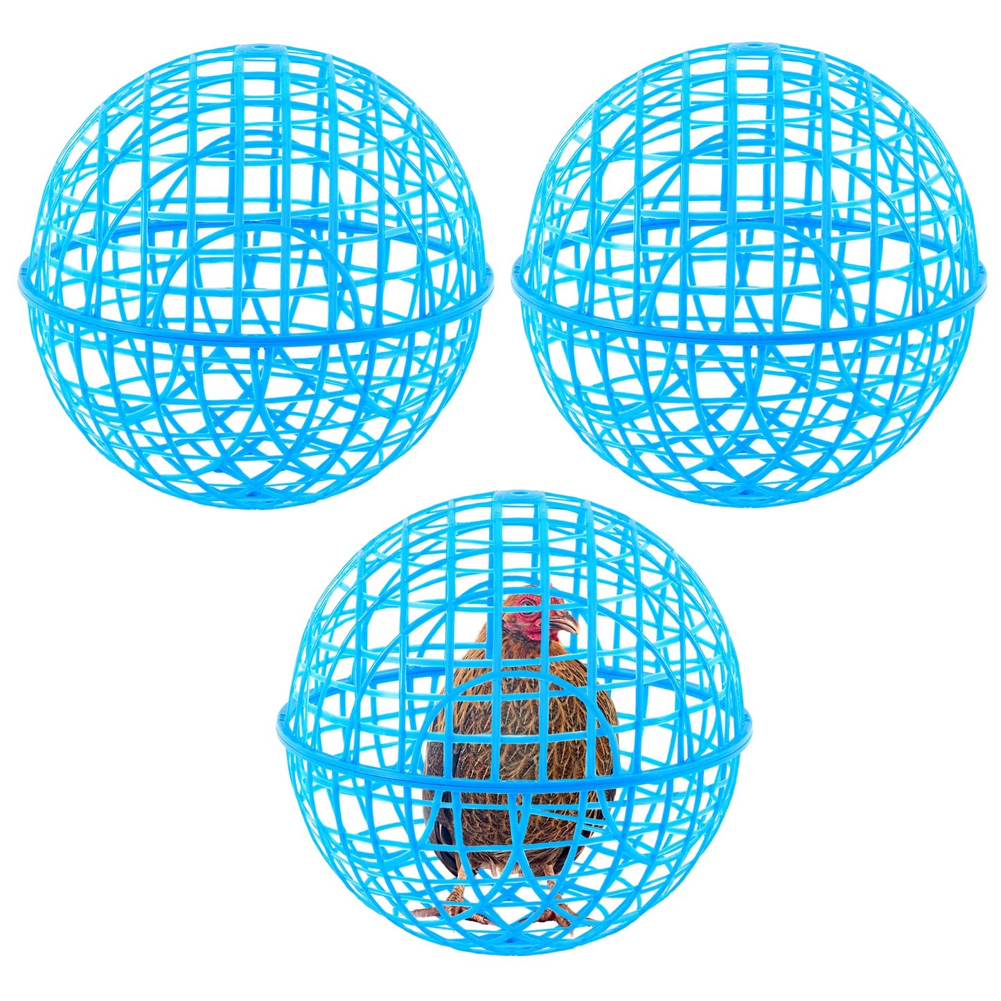 AceOrbit 3 Pcs 14.96 Inch Chicken Balls Cage 2025 Chicken Orb Ball Cage to Free Range Rolling Movable Poultry Coop Ball, Mobile Safety Globe Cages for Pigeons Rabbits Ducks Outside Roaming
