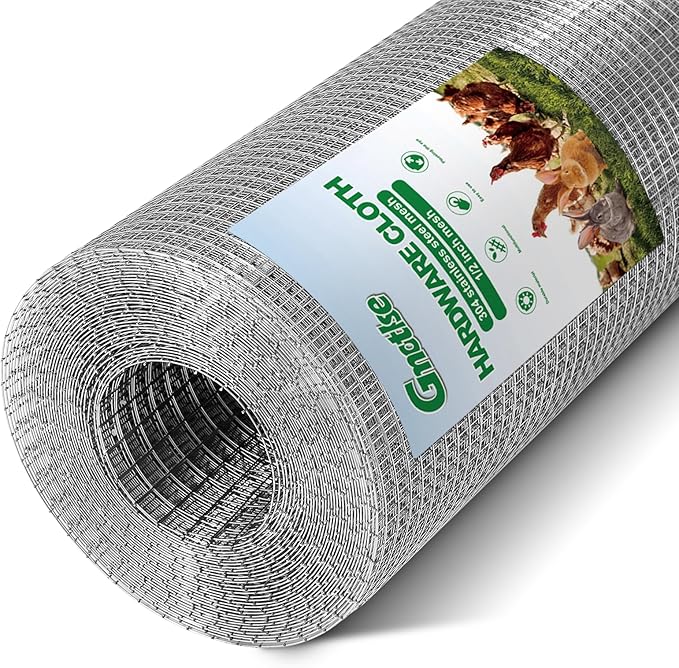 Hardware Cloth 1/2 inch 20 Gauge Large size304 Stainless Steel mesh Chicken Wire Welded Fencing Wire Mesh Roll Garden Fence 24in×48ft