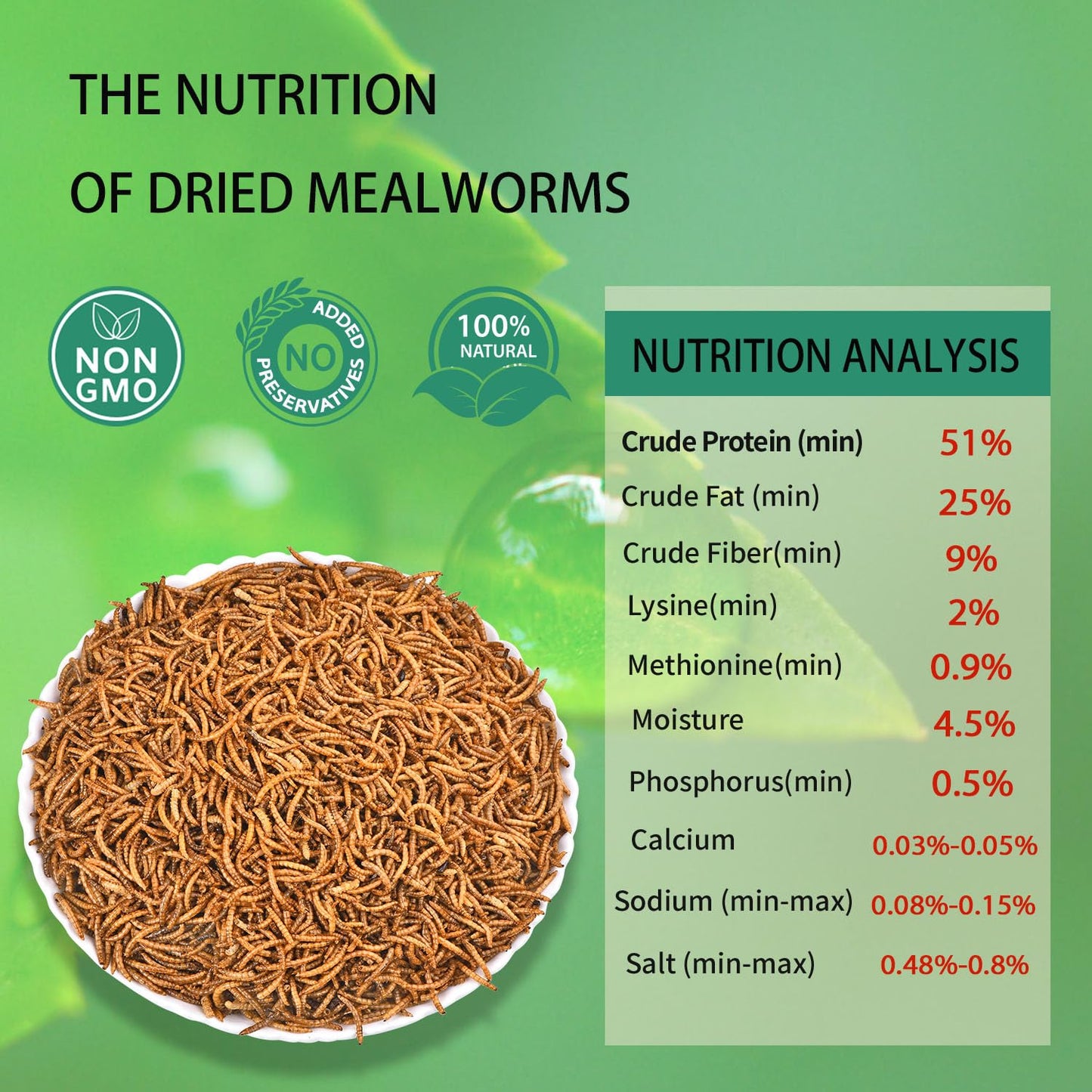 hatortpet Dried Mealworms 10LB Pure Natural Non-GMO Mealworms for Chickens High Protein Chickens Feed Meal Worms for Laying Hens Wild Birds