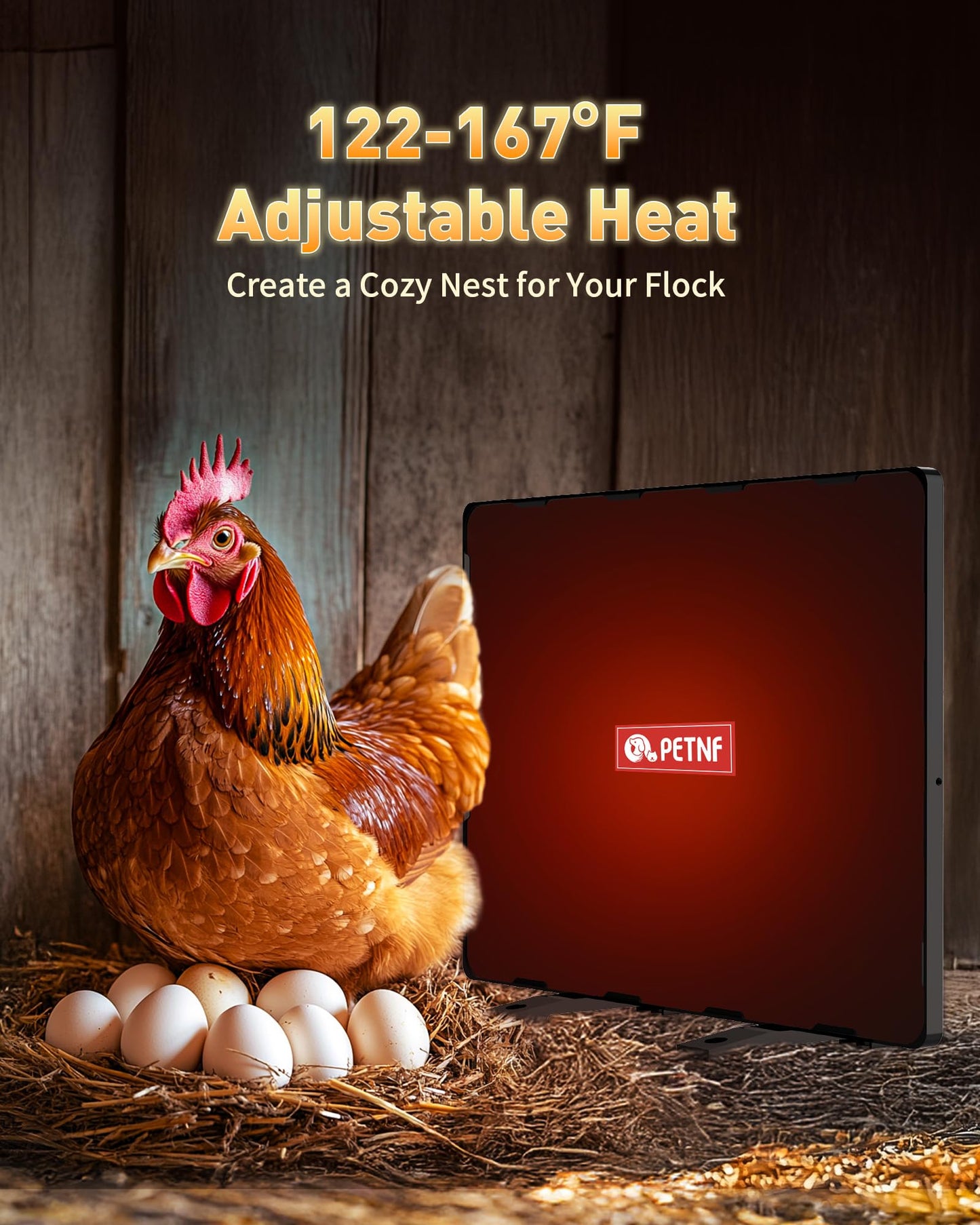 PETNF Chicken Coop Heater 140 Watts Radiant Heat Chicken Heater Energy Efficient Design Safer Than Brooder Lamps Heater for Chicken Coop, Heating Wire UL-Compliant Two Ways to Use, 11.81''x15.74''