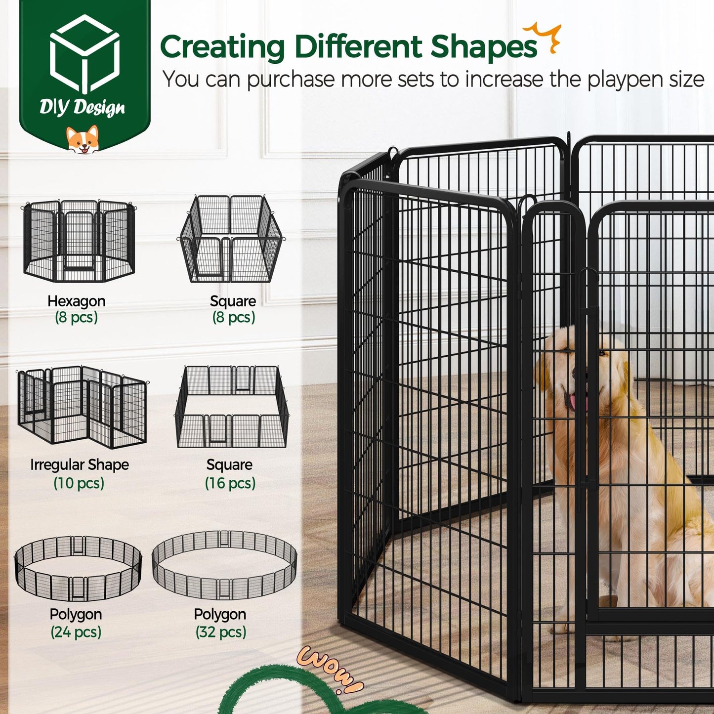 Yaheetech Dog Playpen Outdoor, 40 inch 8 Panels Dog Pen Indoor Heavy Duty Puppy Exercise Pen Metal Pet Fence for RV Camping/Yard/Garden