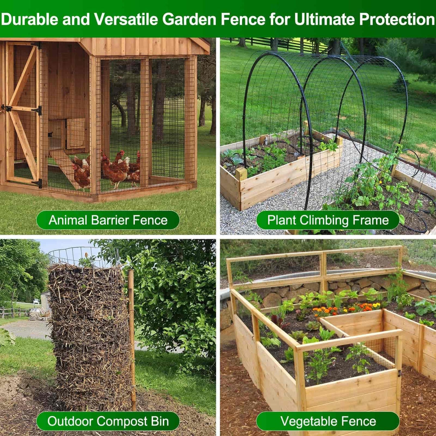 Black PVC Coated Welded Wire Fence 36 Inch x 59 Foot, 2.4" x 2.4" 15GA Garden Wire Fenceing Vinyl Coated Metal Wire Mesh Roll for Yard Vegetable Plant Protection Outdoor Dogs Chicken Poultry Netting